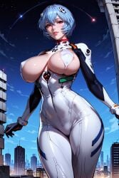 ai_generated alternate_breast_size areola_slip aurora ayanami_rei bangs big_breasts blue_hair blush bodysuit breasts building city city_lights cityscape cloud covered_nipples female galaxy hair_between_eyes impossible_bodysuit interface_headset lamppost large_breasts light_particles looking_at_viewer mature_female milf milky_way moon moonlight naughtygirlsai neon_genesis_evangelion night night_sky outdoors parted_lips pilot_suit planet plugsuit red_eyes rei_ayanami shooting_star short_hair skin_tight skinny sky skyline skyscraper snowing solo space sparkle standing starry_background starry_sky starry_sky_print