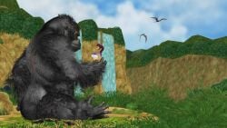 3d big_ass big_breasts handheld jungle king king_kong king_kong_(2005) king_kong_(series) luz_noceda mmd rhamphorhynchus romantic_couple the_owl_house waterfall