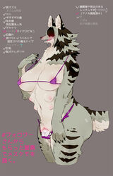 6_breasts anthro areola ass bebebebebe big_breasts big_butt bikini blush breasts canine clothing dildo female fixed_dildo fixed_toy hair_over_eyes inazuma_(bebebebebe) mammal multi_breast nipples penetration pussy pussy_juice sex_toy sharp_teeth solo string_bikini swimsuit text translation_request vaginal_penetration washletmskm wolf