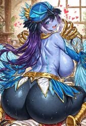 ai_generated blush happy_female harpy harpy_girl huge_ass huge_breasts lyrilusc lyrilusc_ensemblue_robin room sweaty_body yu-gi-oh! yu-gi-oh!_arc-v