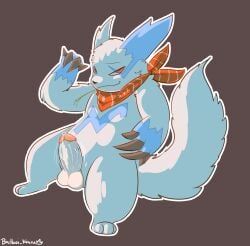 anthro badboi_kairu balls generation_3_pokemon genitals hi_res humanoid_genitalia humanoid_penis looking_at_viewer male nintendo penis pokemon pokemon_(species) shiny_pokemon solo spread_legs spreading zangoose