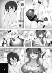 breasts clothing_entrapment comic demon_girl doskoinpo dress_succubus english_text female femdom latex_suit long_hair male malesub massive_ass massive_breasts massive_thighs mommy_kink succubus succubus_horns succubus_tail suit_baby teen_boy thighs whitepink_(artist) wide_hips