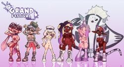 1boy 6girls artist_request balls barrette big_man_(grand_festival) big_man_(splatoon) breasts callie_(grand_festival) callie_(splatoon) cap collaboration crown dark-skinned_female dark_skin deep_cut_(splatoon) earrings frye_(grand_festival) frye_(splatoon) frye_onaga genitals grand_festival_(splatfest) hat headdress headwear horns inkling inkling_girl long_hair looking_at_viewer manta_ray marie_(grand_festival) marie_(splatoon) marina_(grand_festival) marina_(splatoon) marina_ida navel nintendo nipples now_or_never_barrette now_or_never_cap now_or_never_crown now_or_never_earrings now_or_never_headdress now_or_never_horns now_or_never_seven now_or_never_spikes octoling octoling_girl off_the_hook_(splatoon) pearl_(grand_festival) pearl_(splatoon) pearl_houzuki penis pussy shiver_(grand_festival) shiver_(splatoon) shiver_hohojiro short_hair spikes splatfest splatoon splatoon_(series) splatoon_3 squid_sisters team_future_(splatfest) team_past_(splatfest) team_present_(splatfest) tentacle_hair testicles unknown_artist unknown_source