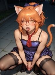 1boy ai_generated balls catboy cum femboy otoko_no_ko penis trap yaoi