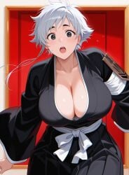 1girls ai_generated bleach breasts collarbone kotetsu_isane large_breasts no_bra solo