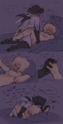 2boys anthro asking_for_more bed bed_sheet bedroom bedroom_sex beetle begging begging_for_more blush bug colored comic comic_page cuntboy gripping holding_hands intersex male moaning nonbinary part_1 pest_(regretevator) poob_(regretevator) pounding pounding_pussy regretevator sketch socks sweat sweating tears