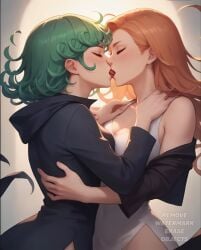 ai_generated green_hair lesbian_kiss one-punch_man sex short_hair tatsumaki that_aint_nami_bozo yuri