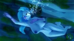 1girls big_breasts bubbles cave danil4h drowning female freediving friendship_is_magic hasbro my_little_pony nude sfm silverstream_(mlp) solo underwater