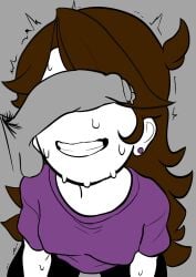 brown_hair cant_see_the_haters clothed imminent_oral jaiden jaiden_animations jaiden_dittfach nervous nervous_smile nervous_sweat penis penis_in_front_of_face purple_shirt shirt smile sweat sweatdrop sweating tagme wharneja white_skin youtube youtuber