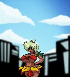 big_boobw big_breasts breasts breasts bright_hair clothed clothed_female dark-skinned_female dark_skin dr_wahee female female_only femboy giant_female giant_woman giantess giantess_growth height_growth height_increase huge_boobs huge_breasts jungle_de_ikou mii_(jungle_de_ikou) standing tagme thick_thighs thighs underboob video voluptuous voluptuous_female