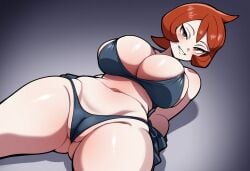 1girls ai_generated alternate_breast_size arezu_(pokemon) ass_visible_through_thighs female large_breasts mullon novelai pokemon pokemon_legends:_arceus solo thick_thighs