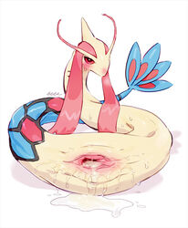 after_sex bebebebebe blush cum cum_in_pussy cum_inside female milotic nintendo no_humans pokémon_(species) pokemon pussy pussy_juice solo sweat video_games washletmskm