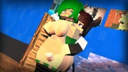 blue_eyes green_hair lou_(pearickmc) minecraft original_character twit12super