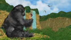 3d big_ass big_breasts handheld jungle king king_kong king_kong_(2005) king_kong_(series) luz_noceda mmd nude_female rhamphorhynchus romantic_couple the_owl_house waterfall