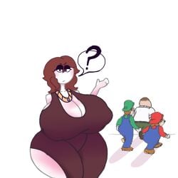 brown_hair carmen_(spooky_month) dress family_guy francis15794079 hotel_mario jewelry luigi mario mario_(series) necklace nintendo peter_griffin question_mark spooky_month