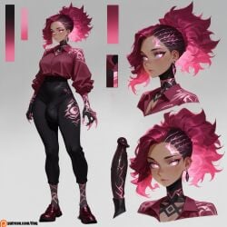 ai_generated anus augmentation big_ass big_breasts claws curvy futa futanari large_cock magenta_eyes magenta_hair monster_girl pussy