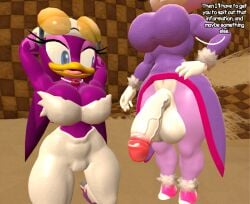 2girls 3d 3d_(artwork) big_balls big_breasts big_penis blaze_the_cat furry furry_only futanari large_penis maplecat purple_fur sfm sonic_(series) sonic_the_hedgehog_(series) source_filmmaker wave_the_swallow