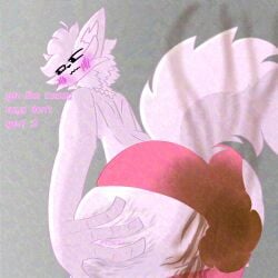 1:1 anthro archenarie ass big_butt canid canine clothing domestic_cat feces felid feline felis femboy footwear fox hi_res male mammal panties pink_body socks soiling solo underwear