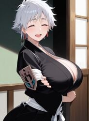 1girls bleach closed_eyes kotetsu_isane large_breasts smile solo