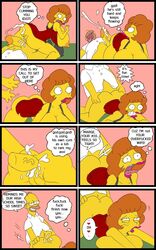 anal anal_sex areola balls cartoony erect_nipples erection female homer_simpson huge_breasts human male maude_flanders maxtlat nipples penis straight the_simpsons