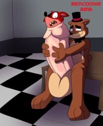 2018 2boys animatronic anthro anthro_only balls bear big_balls big_penis bow_tie canine cock_vore duo erection fangs five_nights_at_freddy's fox foxy_(fnaf) freddy_(fnaf) fur furry furry_only hat hi_res huge_balls humanoid_penis hyper hyper_balls hyper_penis inside machine male male_only male_pred male_predator mammal nude open_mouth penis redcoonie robot sex smile teeth top_hat video_games vore yaoi