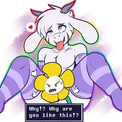 2017 asriel_dreemurr boss_monster caprine censored convenient_censorship crackers creative_censorship flora_fauna flower flowey_the_flower goat heart looking_pleasured male male_only mammal plant solo tongue tongue_out undertale video_games