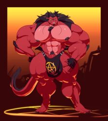 anthro bulge clothing dragon eastern_dragon eyewear glasses hair horn hyper hyper_muscles looking_at_viewer male male_only mostly_nude muscular nipples pecs penis pubes sin_(varanis_ridari) smile solo standing underwear whatinsomnia