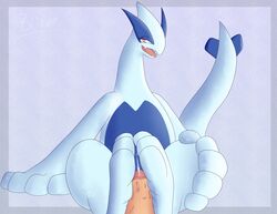 2017 3_toes blitzpitz cum disembodied_penis duo eyelashes feet feral first_person_view foot_fetish footjob fur human human_on_feral humanoid_penis interspecies legendary_pokémon lugia male male_on_feral mammal nintendo penis pokemon pokemon_(species) red_eyes sex smile toes two-footed_footjob video_games zoophilia