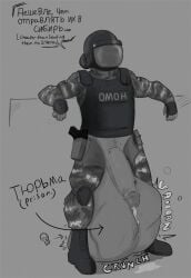 cock_vore cruel_pred cruelty cum_drip cum_leaking death digestion digestion_noises dimitri_(jaymesvore) greyscale helmet_with_visor hidden_face horny_male human human_male human_only human_pred humanoid_penis jaymesvore male muscular muscular_male penis police_uniform russian russian_male russian_text skull speech_bubble tactical_gear vore