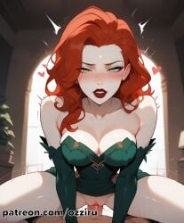 absurd_res ai_generated colored_skin cowgirl_position dc dc_comics dcau female hi_res highres lipstick long_hair makeup ozziru pale-skinned_female pale_skin patreon poison_ivy pov pov_eye_contact red_hair self_upload sex uncensored villain villainess white_body white_skin