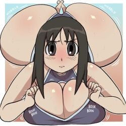 1girls azumanga_daiou big_ass big_breasts female huge_ass lewdbeef looking_at_viewer osaka_ayumu_kasuga please_look_forward_to_it plump solo swimsuit tagme voluptuous