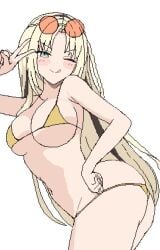 1girls ass big_ass big_butt bikini blonde_hair bubble_ass bubble_butt female glasses hololive hololive_dev_is hololive_flow_glow koganei_niko large_ass large_butt maker_eator solo virtual_youtuber