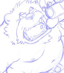 anthro bear better_version_at_source closed_eyes erection eyewear garouzuki glasses male male_only mammal open_mouth overweight overweight_male penis sketch solo viagra