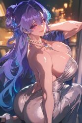abucg ai_generated big_ass female female_only huge_breasts looking_at_viewer looking_back milf pixiv tagme tight_clothing tight_dress tight_fit voluptuous