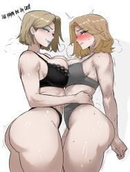 2girls dialogue dominant emma_frost emma_frost_(marvel_rivals) gybeth invisible_woman_(marvel_rivals) marvel marvel_rivals mommy shy steaming_body sue_storm sweatdrop sweating teasing x-men yuri