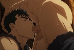 1boy abs ai_generated bara bara_butt bara_tiddies bara_tits barazoku bed berserk black_hair blowjob close_up closed_eyes deepthroat fellatio focus gay gay_blowjob gay_sex guts_(berserk) human irrumatio juicy_bara large_ass large_pectorals large_thighs male male_focus manly masculine masculine_male masturbation muscular muscular_male navel nipples nude on_back on_bed one_eye_closed pectorals penis pillow scar short_hair solo stomach sucking_penis sweat thick_eyebrows thick_thighs thighs uncensored