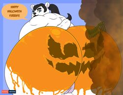 ass bear cassie_the_halloween-pumpkin_butt_polar_bear fart fart_fetish food fruit graybluestudios halloween looking_at_viewer looking_back mammal nude polar polar_bear pumpkin pumpkin_butt solo