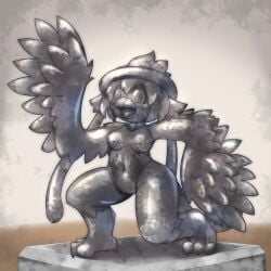 bird bird_girl female petrification petrified statue stone stone_body