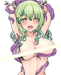 1girls breasts ceres_fauna female green_hair hololive hololive_english hololive_english_-council- hololive_english_-promise- maker_eator solo tentacle virtual_youtuber