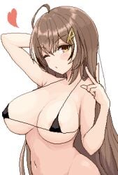 1girls big_breasts bikini brown_hair female hololive hololive_english hololive_english_-council- hololive_english_-promise- huge_breasts looking_at_viewer maker_eator micro_bikini nanashi_mumei solo v virtual_youtuber