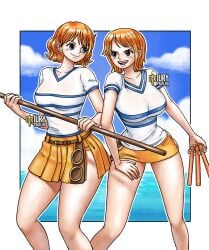 clothing emily_rudd female female_only iury_padilha nami_(one_piece) one_piece one_piece_(live_action) orange_hair orange_hair_female pre-timeskip short_hair skirt thighs