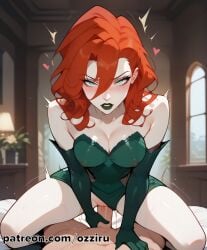 absurd_res ai_generated colored_skin cowgirl_position dc dc_comics dcau female guided_penetration hi_res highres lipstick long_hair makeup ozziru pale-skinned_female pale_skin patreon poison_ivy pov red_hair self_upload sex uncensored villain villainess white_body white_skin