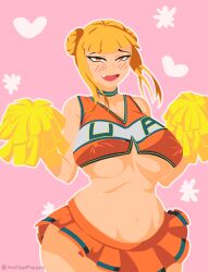 1girls barely_clothed big_ass big_breasts big_butt blonde_female blonde_hair blush blush_lines blushing_at_viewer boku_no_hero_academia breasts_bigger_than_head cheerleader cheerleader_outfit cheerleader_uniform covered_breasts curvy curvy_figure female female_focus female_only front_view happy heart heart-shaped_pupils heart_eyes himiko_toga huge_breasts looking_at_viewer my_hero_academia nofapplease open_mouth short_skirt skirt solo solo_female solo_focus textless textless_version thick_thighs tight_clothes tight_clothing toga_himiko uniform wide_hips yellow_hair
