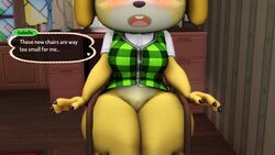 1girls 3d accidentally_stuck animal_crossing anthro ass blush bottomless breasts female female_only huge_ass isabelle_(animal_crossing) large_breasts nintendo open_mouth partially_clothed pussy solo stuck stuck_in_object thordersfm wide_hips yellow_fur