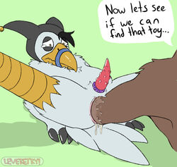 anal anal_fisting anthro avian bird bound clothing cock_ring crying deep_penetration duo extreme_penetration fisting furry hi_res leveretry lost_my_keys male male_only penetration questionable_consent ravrow rubberband simple_background tears