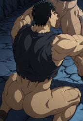 1boy abs ai_generated ass balls bara bara_butt bara_tiddies bara_tits barazoku bed berserk big_sub big_sub_small_top black_hair blowjob bottoming close_up closed_eyes deepthroat fellatio focus gay gay_blowjob gay_sex guts_(berserk) human irrumatio juicy_bara large_ass large_pectorals large_thighs male male_focus manly masculine masculine_male masturbation muscular muscular_bottom muscular_male navel nipples nude on_back on_bed one_eye_closed pectorals penis pillow receiving_pov role_reversal scar short_hair small_dom_big_sub solo stomach submissive submissive_male sucking_penis sweat thick_eyebrows thick_thighs thighs uncensored