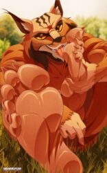 3rdharleyjoe anthro feet feline foot_fetish furry gisaku licking_foot licking_own_foot linceto lynx male male_only nude solo solo_male