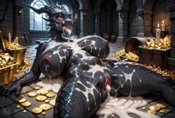 1girls after_fellatio after_sex after_vaginal ahe_gao ai_generated alduin anthro anthro_female big_ass big_breasts big_butt black_body black_dragon black_female black_scales black_skin bukkake castle covered_in_cum creamhorseai cum cum_covered cum_drip cum_in_mouth cum_in_pussy cum_inside cum_on_body cum_on_breasts cum_on_face curvy curvy_female curvy_figure dark_skin dark_skinned_female defeat defeated dragon dragon_humanoid excessive_cum exhausted fainted female fit fit_female fucked_silly high_resolution highres horn horns huge_ass huge_breasts mommy mommy_kink monster monster_girl monster_mommy mythological_creature mythological_scalie mythology naked_female nude_female posing red-eyes_black_dragon red_eyes rolling_eyes scalie skyrim sun treasure voluptuous voluptuous_female yu-gi-oh!