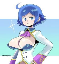 1girls big_breasts blue_eyes blue_hair boobs boobs_out breasts breasts_out busty cleavage clothed clothing dragodragodran elisabeth_blanctorche exposed_breasts female female_focus female_only hand_on_hip hi_res high_resolution highres jacket king_of_fighters kof large_breasts light-skinned_female light_skin medium_hair pale-skinned_female pale_skin pinup short_hair shoulder_length_hair skimpy skimpy_clothes snk solo solo_female solo_focus the_king_of_fighters tomboy very_high_resolution
