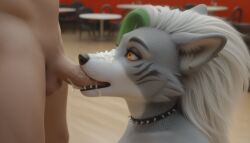 ai_generated anthro anthropomorphic beautiful big_breasts blowjob blowjob_pov canine crop_top cum_in_mouth cum_on_face cumming cumshot deepthroat female female_focus five_nights_at_freddy's five_nights_at_freddy's:_security_breach fluffy_tail fur furry furry_female furry_only in_heat large_breasts looking_at_viewer loving_gaze loving_look orange_eyes realistic restaurant restaurant_setting roxanne_wolf_(fnaf) seductive seductive_gaze seductive_look seductive_smile sexy sexy_body sexy_pose shorts slender_body sucking_penis topwear voluptuous wolf wolf_girl